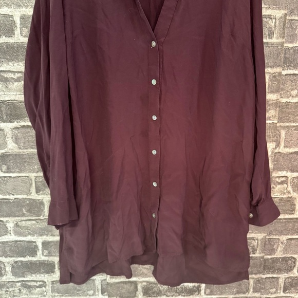 J. Jill button down blouse burgundy maroon button down shirt top - Picture 5 of 8